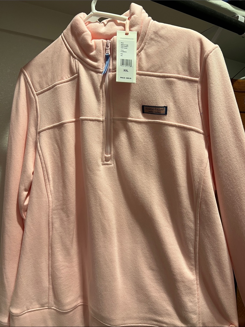 Vineyard Vines Light Pink Quarter-Zip Fleece Pullover